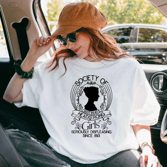 Society Of Obstinate Headstrong Girls Tshirt, Strong Girl Shirt, Pride And Prejudice Tee, Feminist Gift, Unisex Short Sleeve Tee, Graphic Round Neck Tee