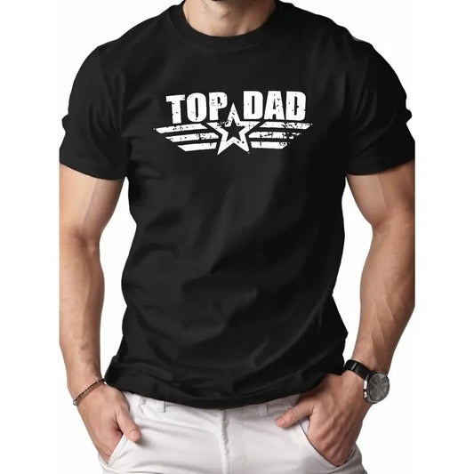 Soft & Breathable Top Dad Pure Cotton Comfort Fit Men's T-Shirt - Premium Quality, Classic Tees for Everyday Wear - Soft Fabric, Relaxed Fit, Crew Neck, Short Sleeves Made in USA