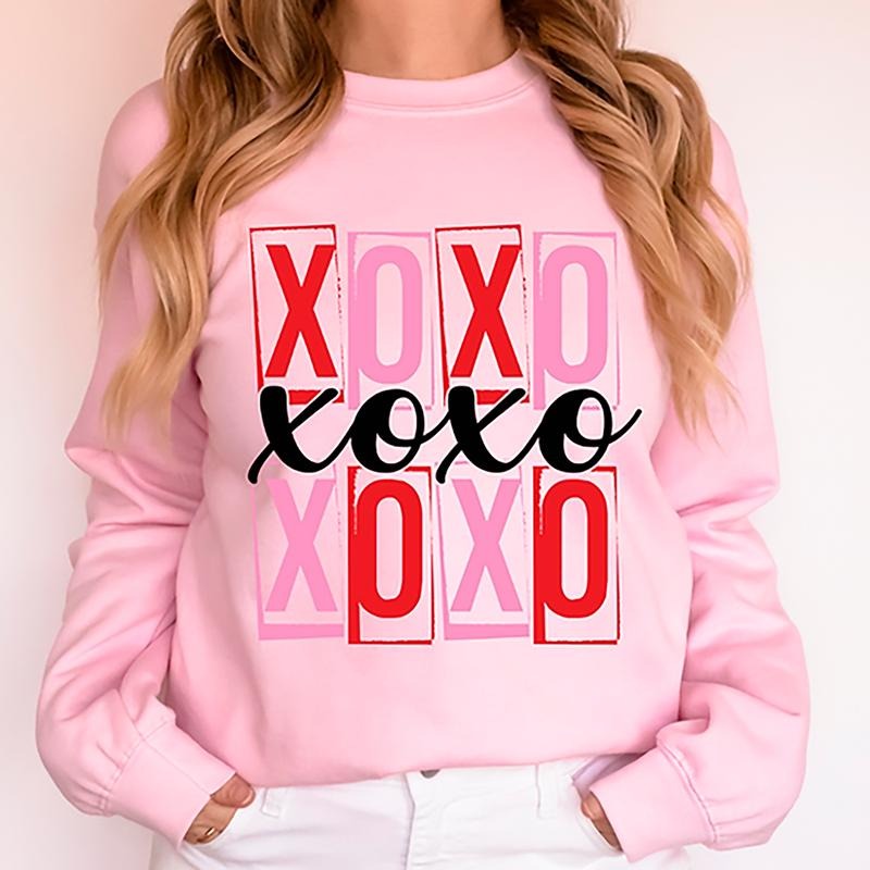 Soft and Comfortable St. Valentines Pink Crewneck Sweatshirt for Women Casual Womenswear