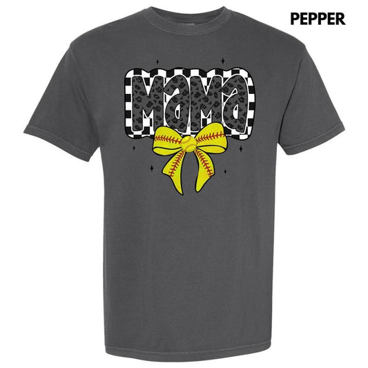 Softball Checkered Mama Comfort Colors T-Shirt 'NLB'