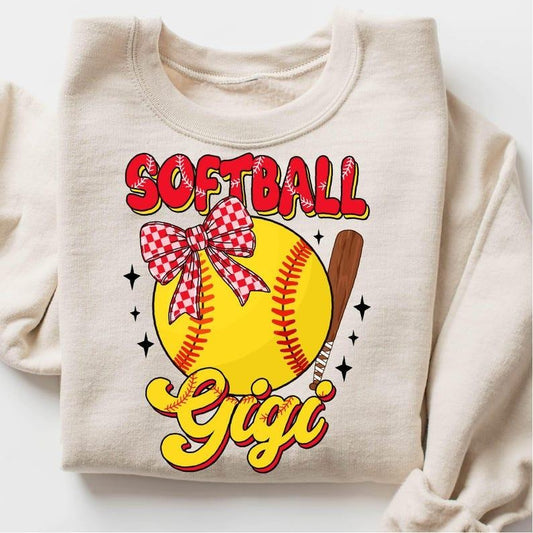Softball Gigi Sweatshirt Retro Softball Mama Softball Coquette Game Day Softball Grandma Gift
