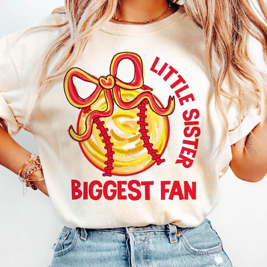 Softball Sister T-Shirt, Little Sister Softball T-Shirt, Softball Game Day T-Shirt, Softball Lover Tee, Little Sister Biggest Fan T-Shirt, Softball