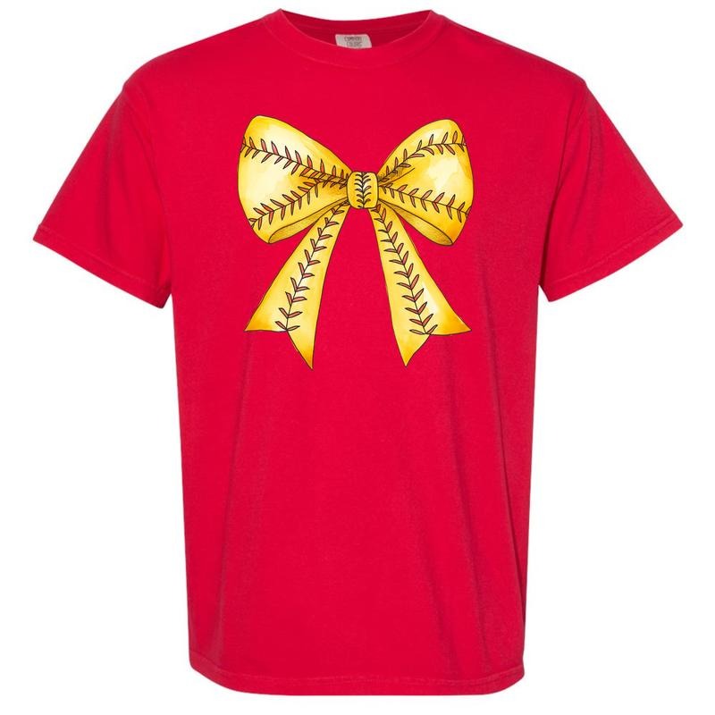 Softball Sketched Bow Comfort Colors T-Shirt 'NLB'