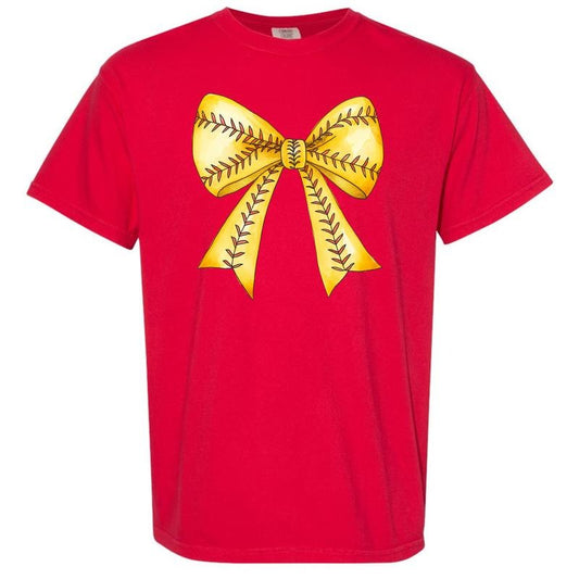 Softball Sketched Bow Comfort Colors T-Shirt 'NLB'