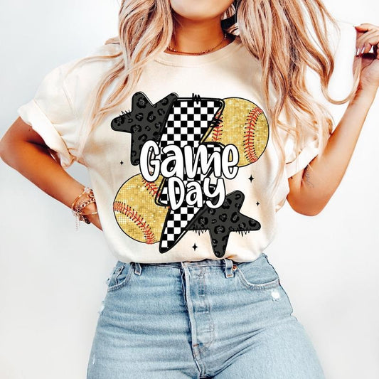 Softball T-Shirt, Game Day Softball T-Shirt, Retro Checkered Softball T-Shirt, SoftballMama T-Shirt, Softball Mom T-Shirt, Leopard Softball Coquette