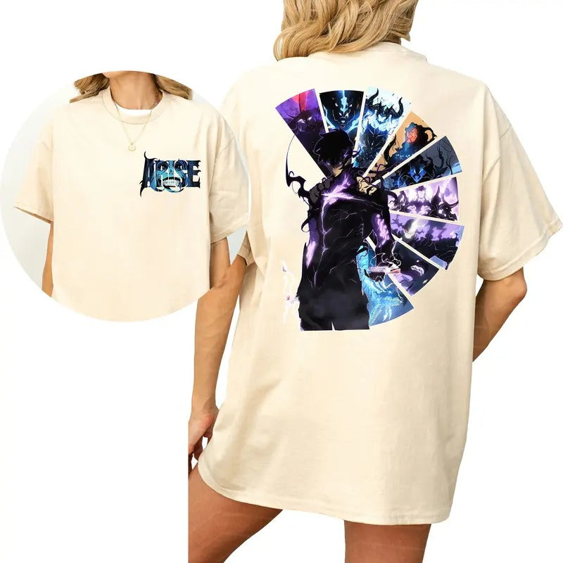Solo Leveling ARISE T-Shirt, Shadow Monarch Anime Tee, Jinwoo Sung Manhwa Shirt