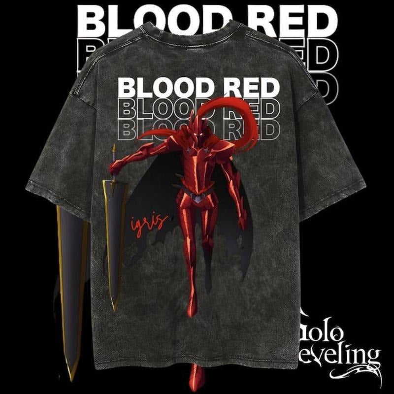 Solo Leveling Anime Tee, Heavy Washed Shirt, Anime T-Shirt Cotton Menswear