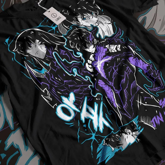 Solo Leveling shirt, Sung Jin Woo Unisex Shirt, Top 1 Anime Sweatshirt, King Of Darkness, Graphic Tee, Clothing Merch Gift Cotton Menswear