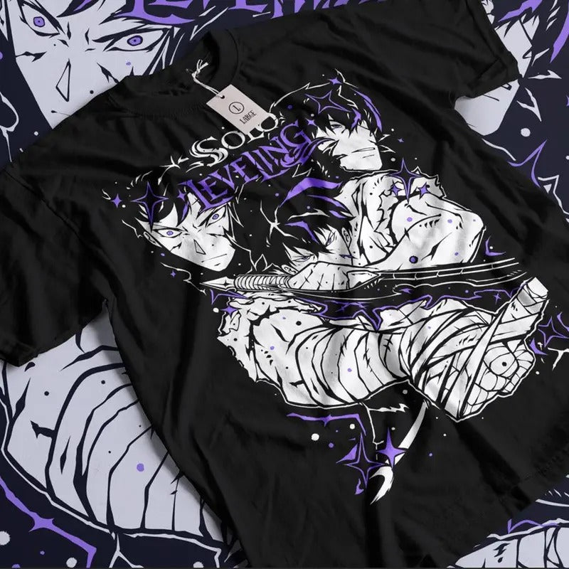 Solo Leveling shirt, Sung Jin Woo Unisex Tee, Top 1 Anime Sshirt, Manga Lover T-shirt, Graphic Tee, Clothing Merch Gift Cotton Menswear