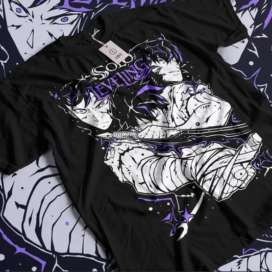 Solo Leveling shirt, Sung Jin Woo Unisex Tee, Top 1 Anime Sshirt, Manga Lover T-shirt, Graphic Tee, Clothing Merch Gift Cotton Menswear