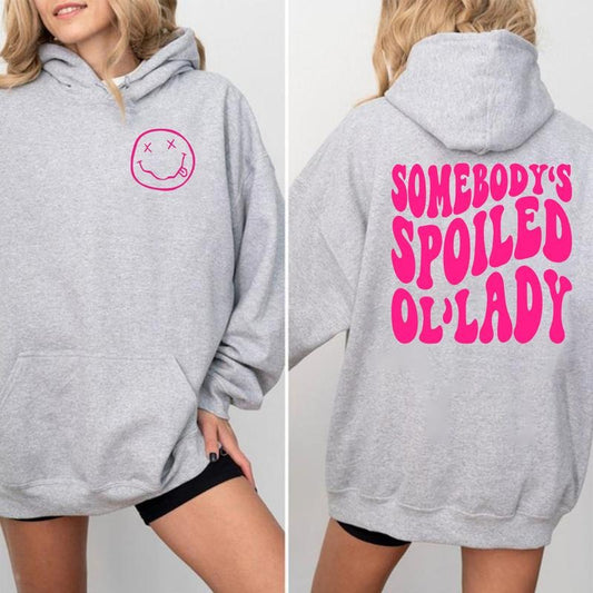 Somebody's Spoiled Ol' Lady Two Sided Hoodie Casual Street Style Fleece Pullover Hooded Sweatshirt Tops Trendy for Women for Men, Perfect Giftstyle{n002}2
