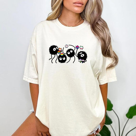 Soot Sprite Pride Star Tee, Cute LGBT Anime Shirt, Anime Pride Tee, Kawaii Ghibli-Inspired Pride Shirtstyle{n002}2