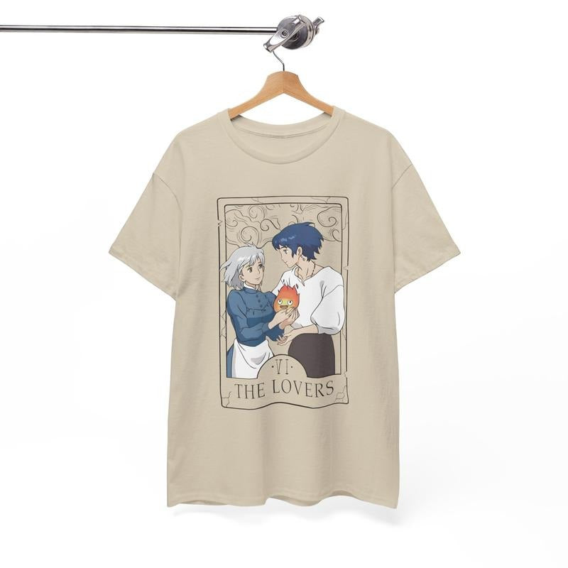 Sophie and Calcifer Howls Moving Castle T-Shirt, Ghibli Shirt, Hayao Miyazaki, Studio Ghibli Gift, Anime Howls Moving Castle Shirtstyle{n002}2