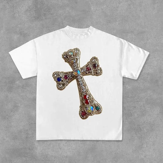 Sopula Diamond Cross Graphic Print Cotton T-Shirt