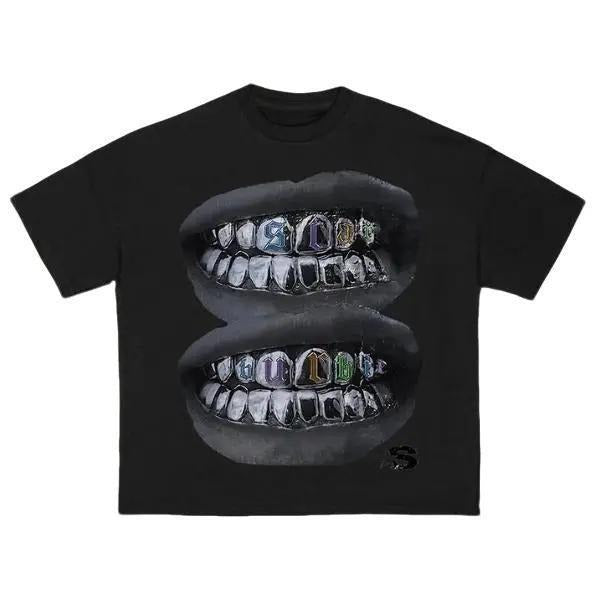 Sopula Loose Lip Print Graphic Cotton T-Shirtstyle{n002}2