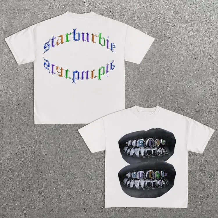 Sopula Loose Lip Print Graphic Cotton T-Shirtstyle{n002}3