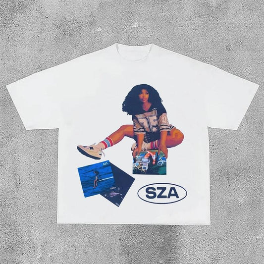 Sopula Vintage SZA SOS Graphic  Cotton Short Sleeve T-Shirt