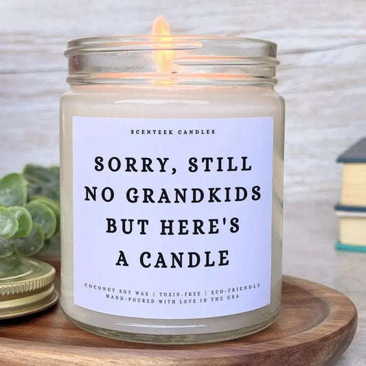Sorry Still No Grandkids Candle Gift | Funny Gift for Mom | Gift for Dad |  Fathers Day Gifts | Scented Candle for Parents Aroma Decor