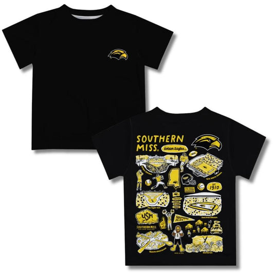 Southern Miss Golden Eagles Impressions Artwork Relaxed Fit T-Shirt Sweatshirt Hoodie, Southern Miss Golden Eagles Short Sleeve Tee Shirt