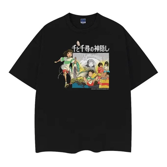 Spirited Away "Movie" Vintage Oversized Tee Anime T-shirt 100% Cotton Original Design Men's Top Streetwear Casual Baggy Crewneck Menswear Tshirt