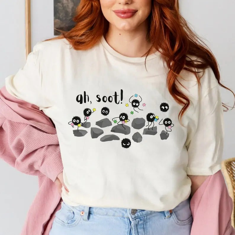 Spirited Away Inspired Soot Sprite 'ah, soot' Unisex Softstyle T-Shirt