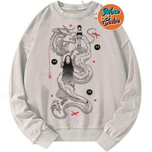 Spirited Away Studio Ghibli Anime Vintage Shirts, Cotton Unisex Sweatshirt, Crew Neck, Size S- 3XL, Menswear Top, Womenswear Top Underwear Streetwear