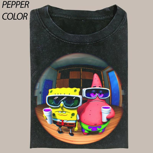 SpongeBob Summer Vibe Comfort Colors T-shirt, Funny Cartoon Graphic Tee Gift For Boyfriend Menswear Top Streetwear