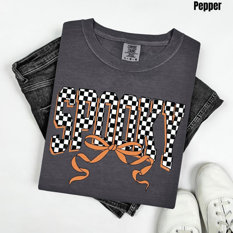 Spooky Black Checkered Comfort Colors T-Shirt 'NLB'