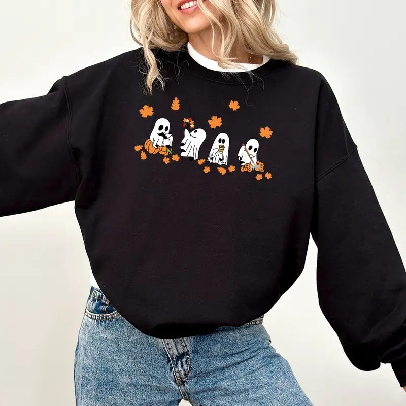 Spooky Fall Sweatshirt, Vintage Halloween shirt, Pumpkin Spooky Season Sweater, Ghost And Pumpkin T-shirt, Halloween Gifts