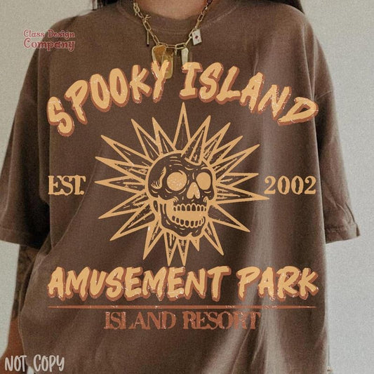 Spooky Island Tshirt, 90s Retro Halloween Cartoon, Disco Skull Summer Look
