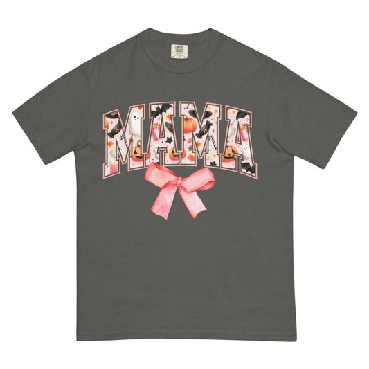 Spooky Mama Bow Shirt - Unisex Relaxed Fit Printed in USA Casual Comfort Cotton Top Athletic Boho Chic All Seasons