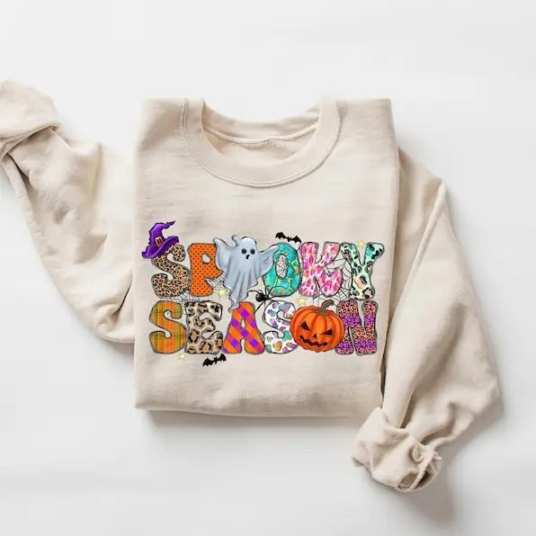 Spooky Season Ghost Sweatshirt, Ghost Sweatshirt, Halloween Favorite, Cute Ghost Sweatshirt, Halloween Gift, Spooky Season Shirt