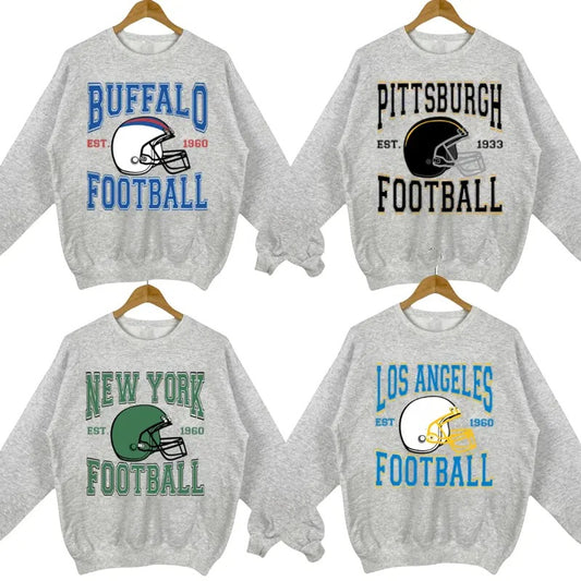 Sport Grey Classic Football Crewneck Sweatshirt - Perfect for All Teams