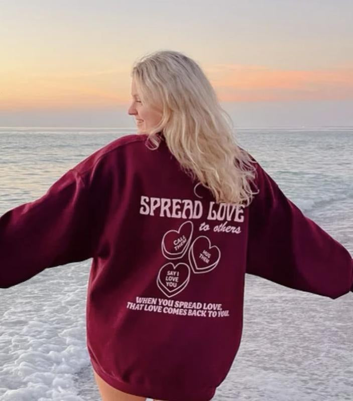 Spread Love Cotton Casual Sweatshirt Hoodie Unisex True to Size Womenswear Oversized Polyester Sweaters
