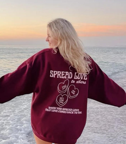 Spread Love Cotton Casual Sweatshirt Hoodie Unisex True to Size Womenswear Oversized Polyester Sweaters