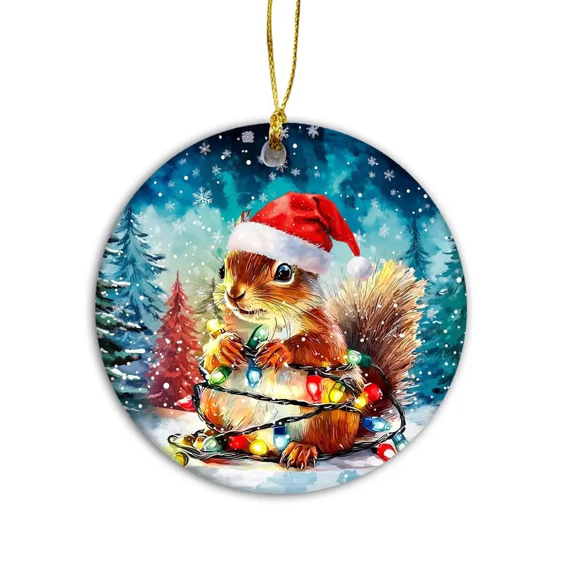 Squirrel Ornament Squirrel Christmas Holiday Decoration, Woodland Themed Christmas, Country Christmas Decor Ornament, Squirrel Lover Gift