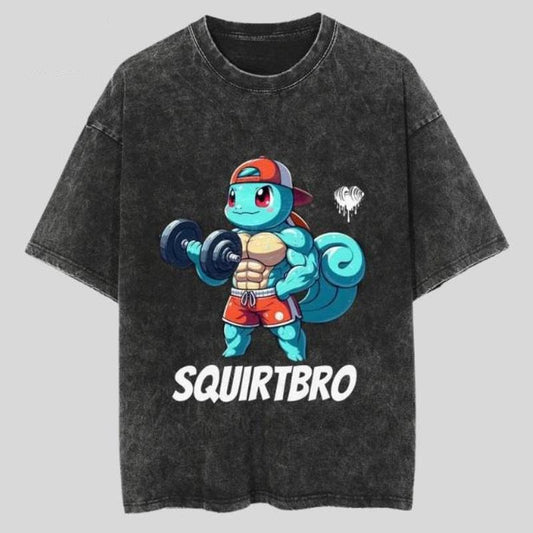 Squirtbro Mineral Wash T-Shirt, Squirtle T-Shirt, Pokemon Anime Shirt, Unisex Gym T-Shirt, Looks Good, Feels Better, Gift For