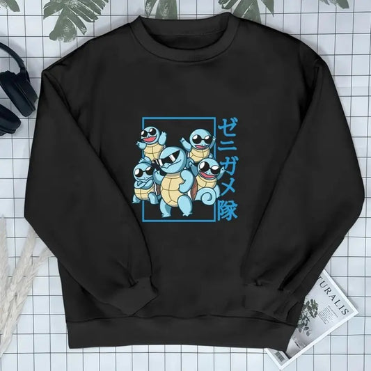 Squirtle Super Squad Cool Sweatshirt Cute Funny Shirt Tortoise Kawaii Shirt Japanese Anime Shirt, Cute Shirt , Gift For Fan Pokemon , Gift For Man And Gift For Women , Anime Graphic Tee Menswear Top Hoodie Sweaters Operator Casual Crewneck Long Sleeve