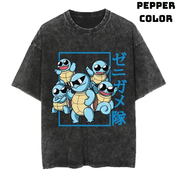 Squirtle Super Squad Cool Vintage Tee, Squirtle T-Shirt, Pokemon Graphic Tees, Unisex Anime Manga Shirt Top Menswear Womenswear Streetwear