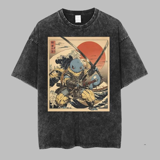 Squirtle Vintage Tee, Pokemon Graphic Tee, Squirtle Samurai T-Shirt, Anime Shirt, Gift For Pokemon Fans, Unisex Anime Gift For Menswear Womenswear Top