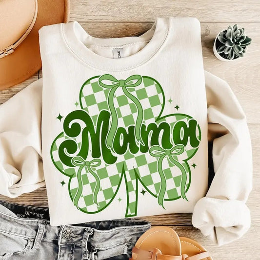 St Patricks Day Mama tshirt-sweatshirt-hoodie, Mama St Patricks tshirt, Patty's Day Mom St Patricks, Retro Mama shirt, Mama Varsity shamrock coquette hoodie