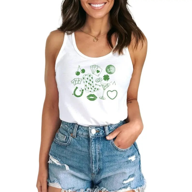St Patricks Day Shirt, St Pattys Tank Top, Lucky Shirt, St Paddys Drinking Tank, Saint Patrick's Women's Ideal Racerback, Lucky Tee