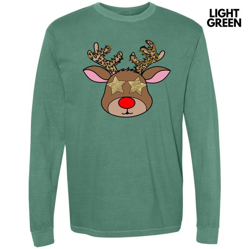 Star Eye Reindeer Long Sleeve Comfort Colors T-Shirt 'NLB'