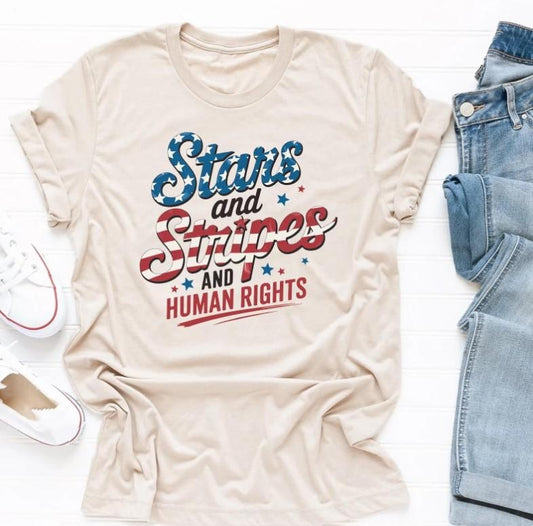Stars And Stripes And Human Rights Shirt, Retro 4th Of July Shirt, Women Feminist Fourth Of July T-Shirt, Girls Will Be Girls, Red White Blue