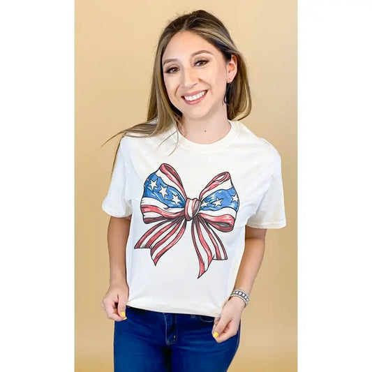 Stars and Stripes Americana Bow Graphic Shirt