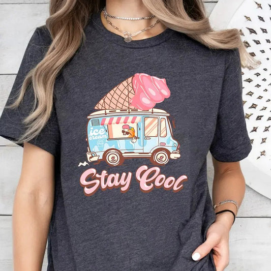 Stay Cool Shirt, Ice Cream Shirt, Summer Shirt Women, Retro Summer Shirt, Trendy Summer Shirt