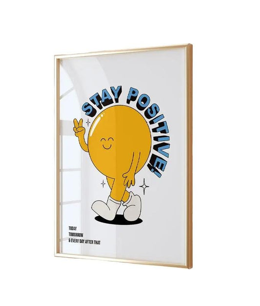 Stay Positive Retro Quote Prints Wall Art, Vintage Art Wall Print, Trendy Retro Art Poster, Stay Positive Art Wall Poster, Gifts For Family Friends Art Prints, Poster Prints No Frame, Modern Wall Art, Gifts For Birthday Decor Landscape