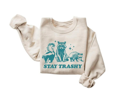 Stay Trashy Funny Meme Graphic T-Shirt, Retro Unisex Adult Shirt