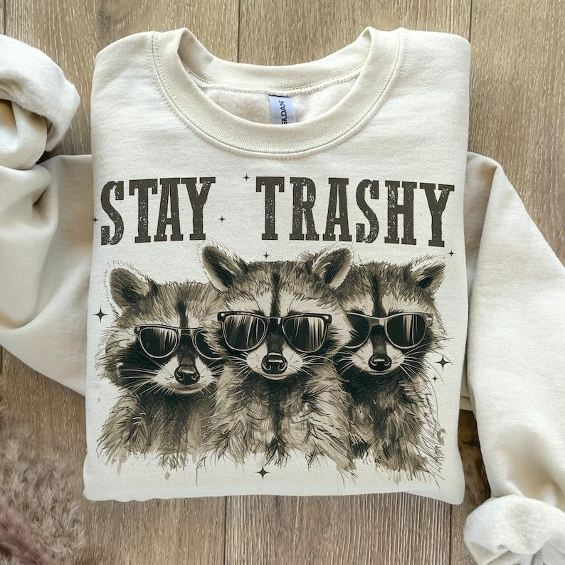 Stay Trashy Shirt, Funny Raccoon, Opossum Shirt, Retro, Skunk, Funny Animals, Animals Lover Hoodie, T-shirt and sweater