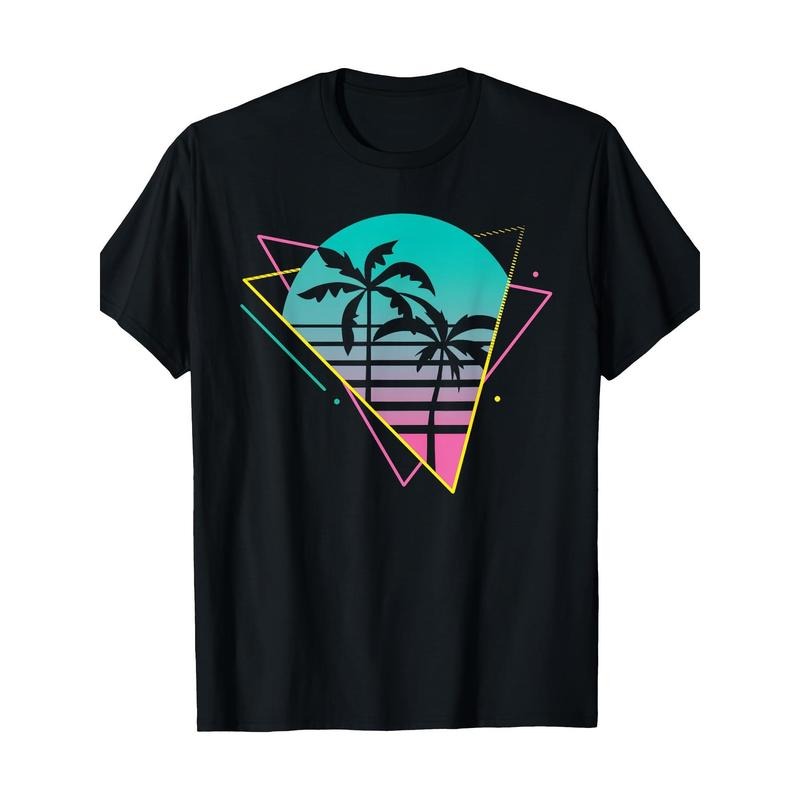 Steam Wave 80's 90's Vintage design - Vintage Palm Tree T-shirt Made in USA
